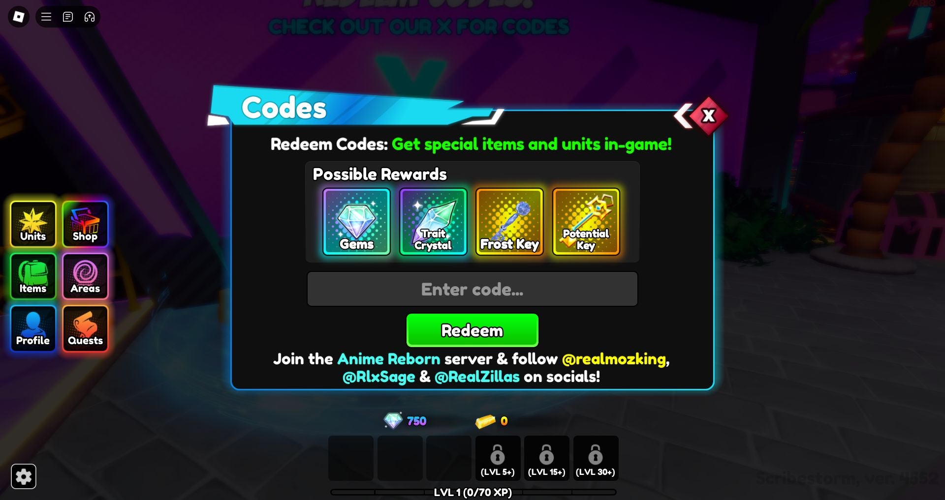 Code redemption interface